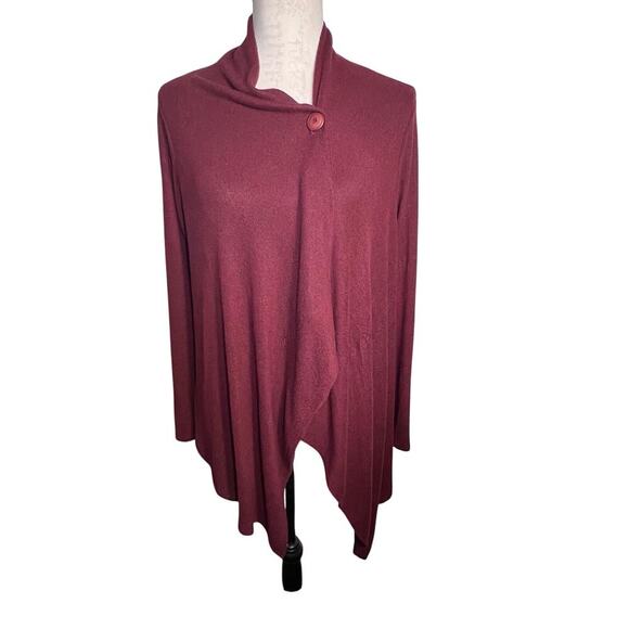 Bobeau Luxuriously Soft Charcoal Gray Asymmetrical Wrap Cardigan - Picture 2 of 9